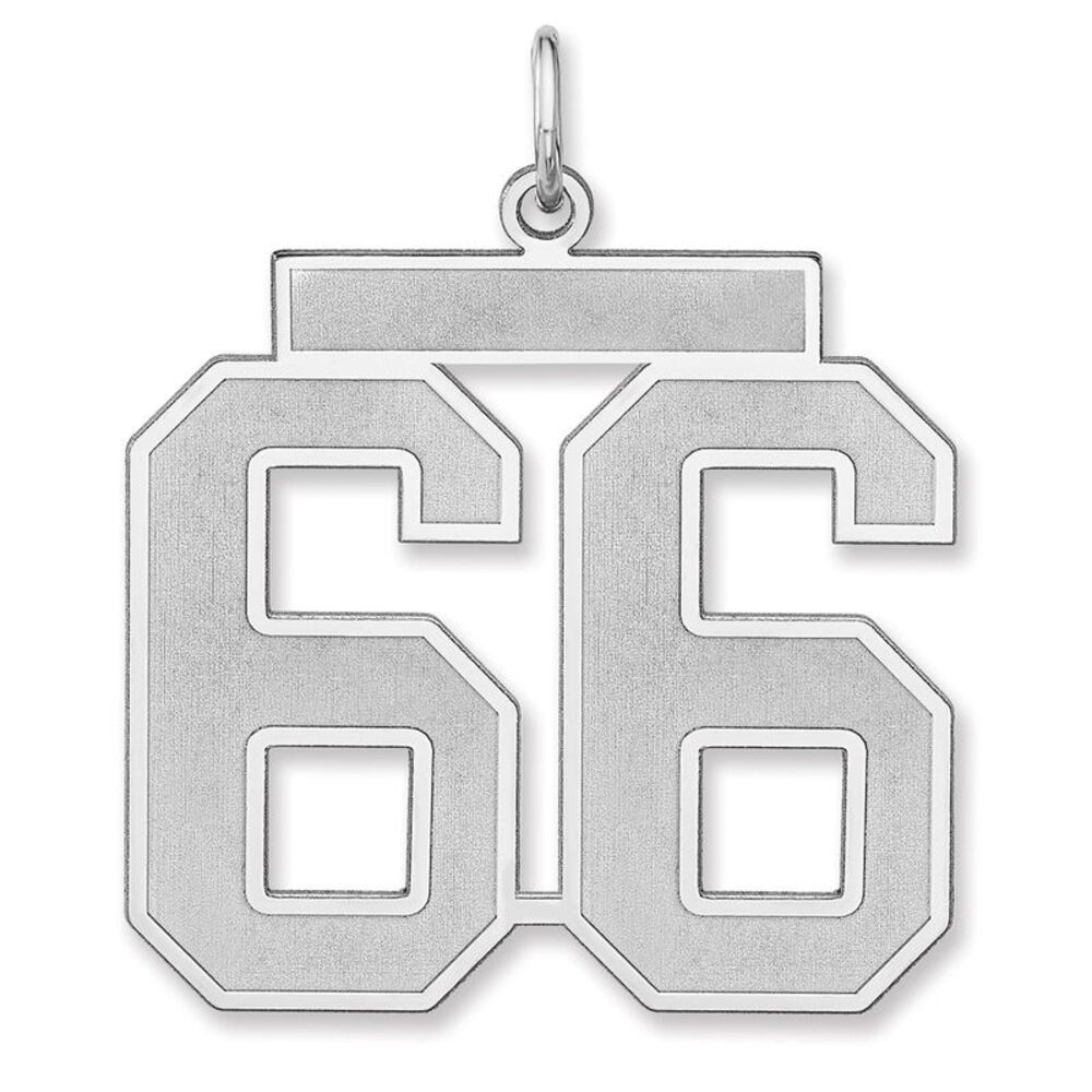 Sterling Silver, Jersey Collection, Extra Large Number 66 Pendant